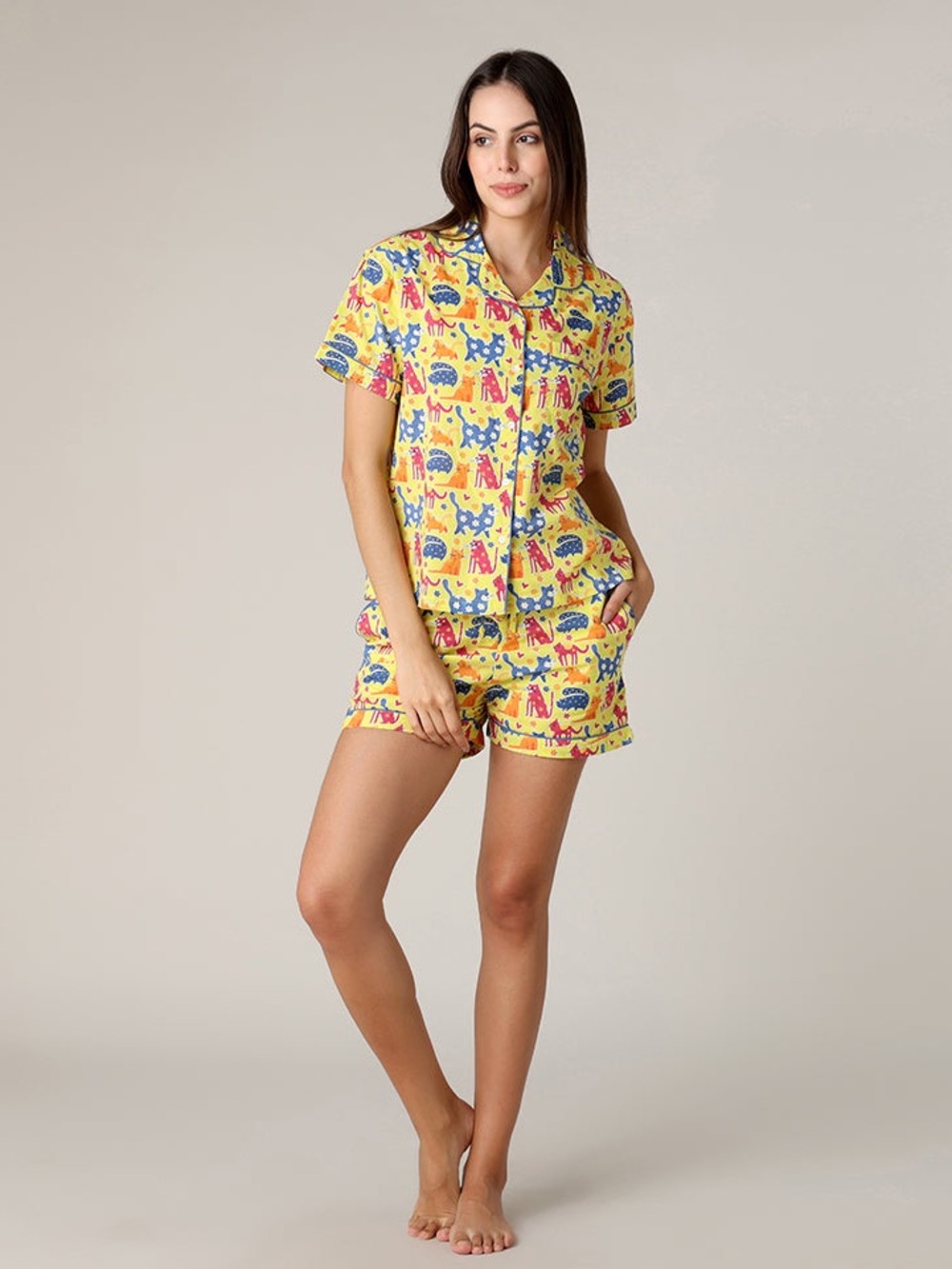 Mahogany Cat Lover’s Pajamas 100% Cotton Made in India XL Sz 14/16 AO Cat Print